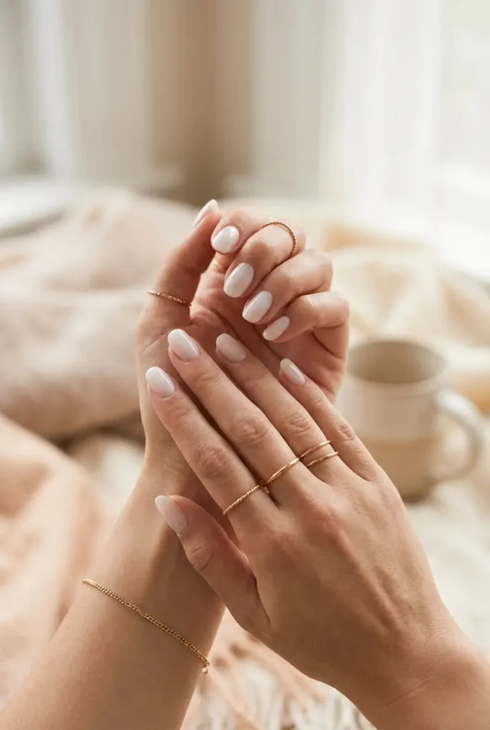 milky white nails