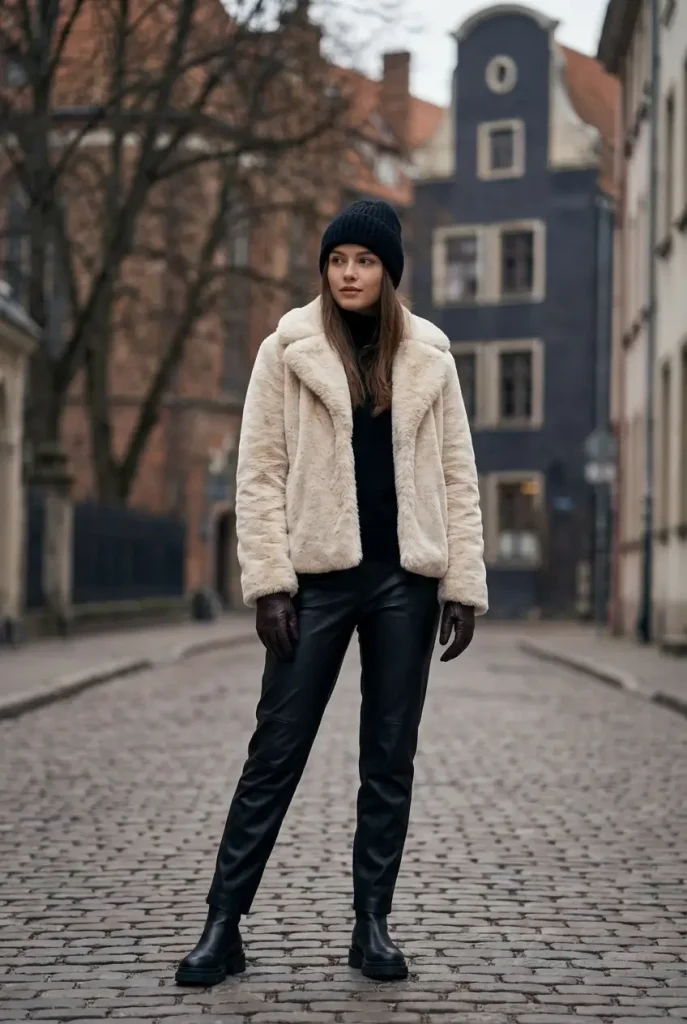 faux fur jacket look