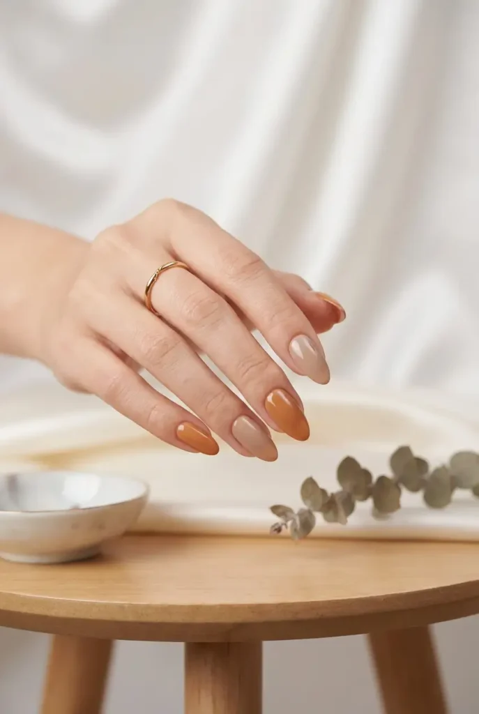 caramel nude nails