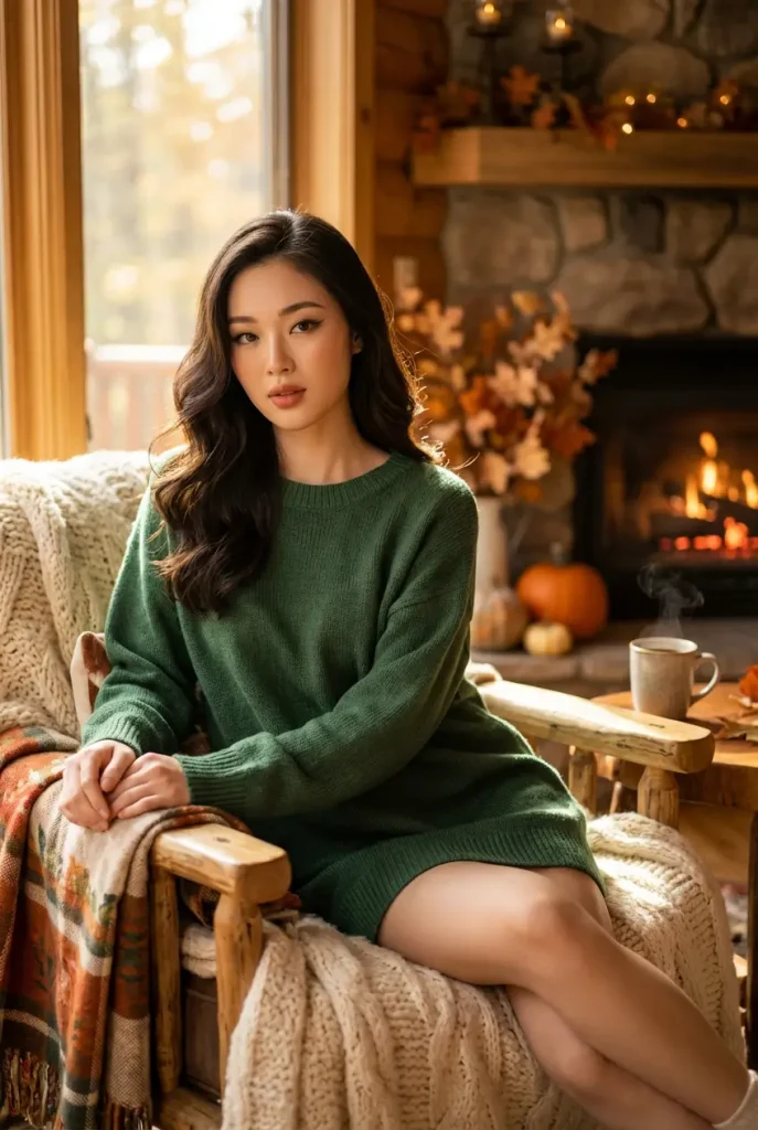 green sweater dress
