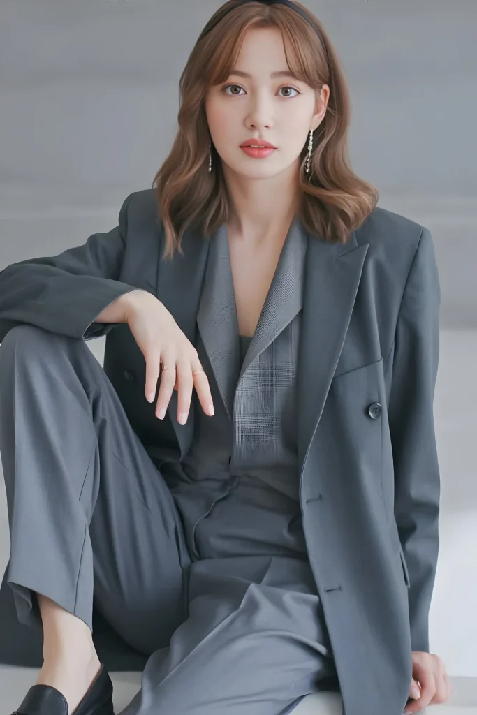 gray blazer outfit