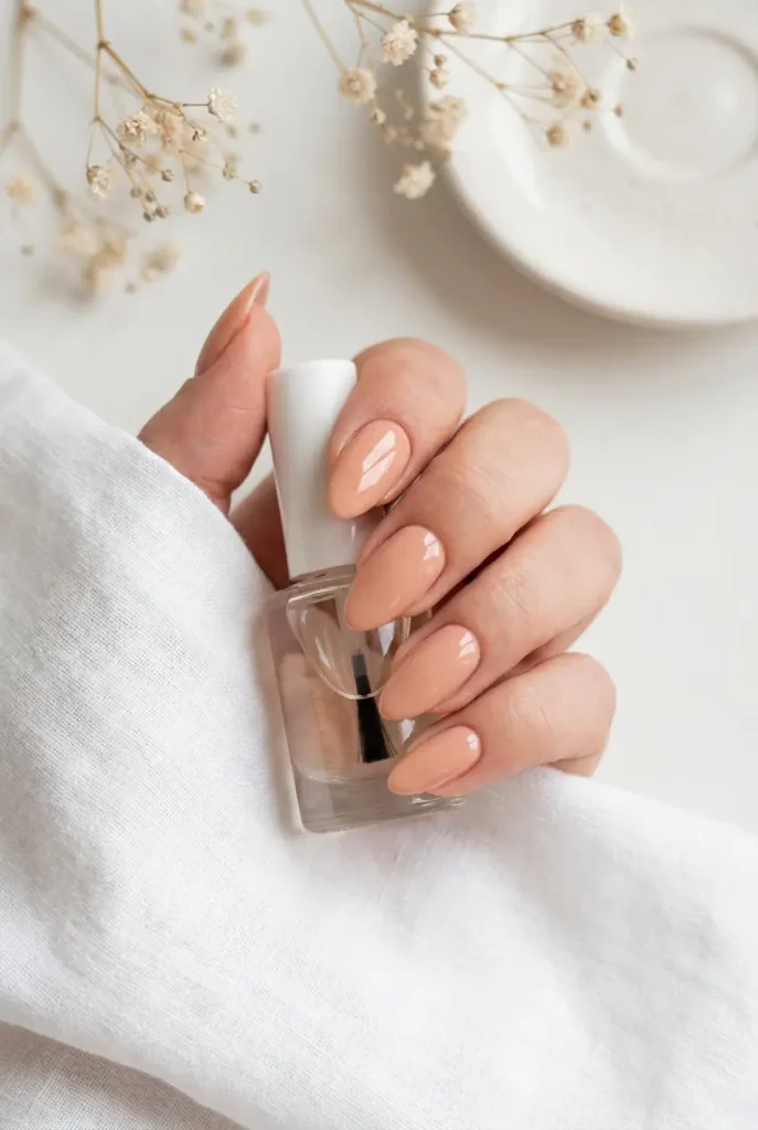 peach nude nails