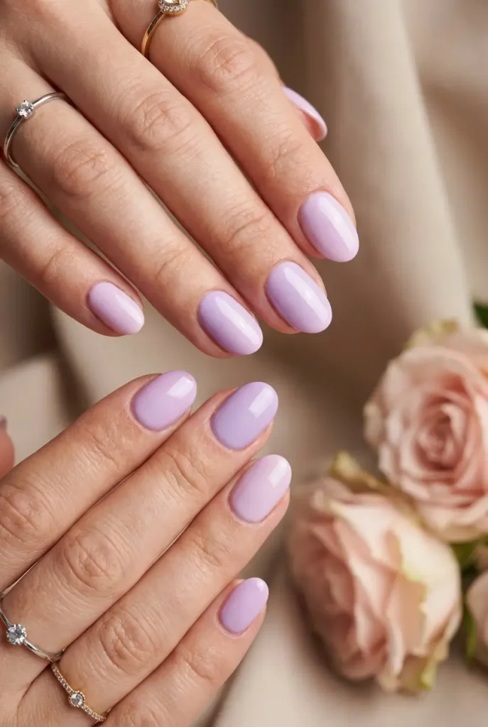 Lilac cream gel manicure