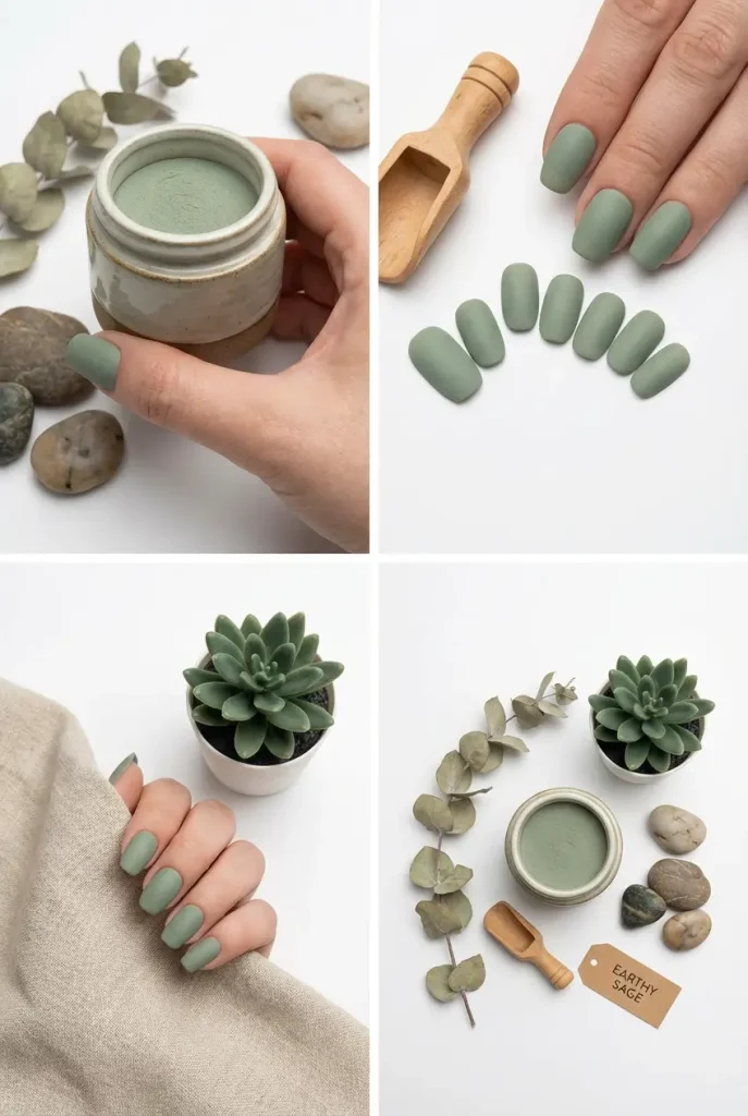 sage green nails