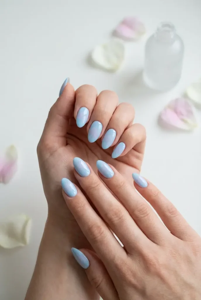 baby blue nails